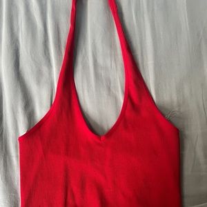 Red Bozzolo Halter Crop Top